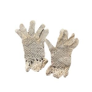Vintage Dressy Girls Cream Gloves